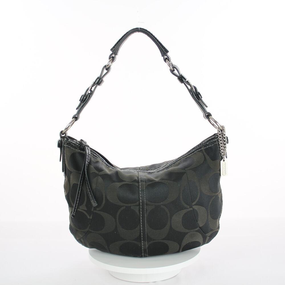 Coach Vintage Y2K Soho Black Monogram Hobo Shoulder Bag 12675